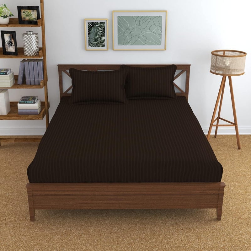STARNSTYLE ستارنسستايل 220 شراشف مزدوجة من قطن جلاسيه مع 2 غطاء وسادة - بني - Image 2